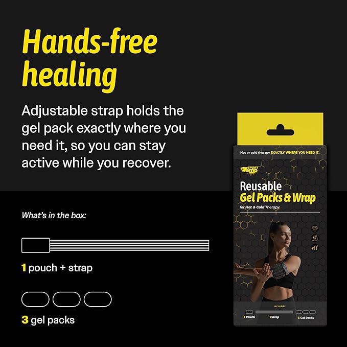Hot & Cold Reusable Gel Packs (3 Packs + Adjustable Strap) Flexible Soft Compress - Ice & Heat Therapy for Injuries, Back, Shoulder, Hip, Knee, Joint Pain, Swelling, Bruises, Post Surgery - Sport Temp