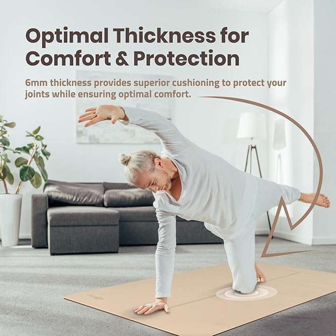 Large Yoga Mat (6'x4') – 1/4" & 1/2" Thick Exercise Mats for Home Workout, Extra Wide Workout Mats for Home Gym, Yoga, Pilates, Stretching, Floor & More