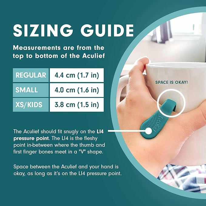 Aculief Wearable Acupressure Hand Clip - Stress-Management Wearable & Wellness Tool - Portable Relaxation Aid & Acupressure Devices - Pack of 2, X-Small, Teal