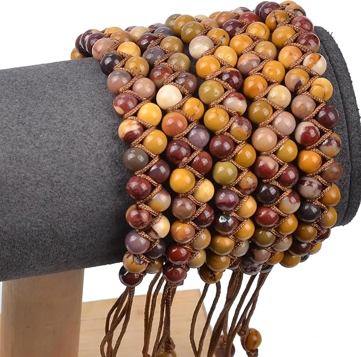 MASSIVE BEADS Double Layer Natural Chakra Healing Power Crystals Macrame Bracelet Yoga Stone Beads Gemstone Meditation Relax Anxiety Bangle for Unisex Women Men