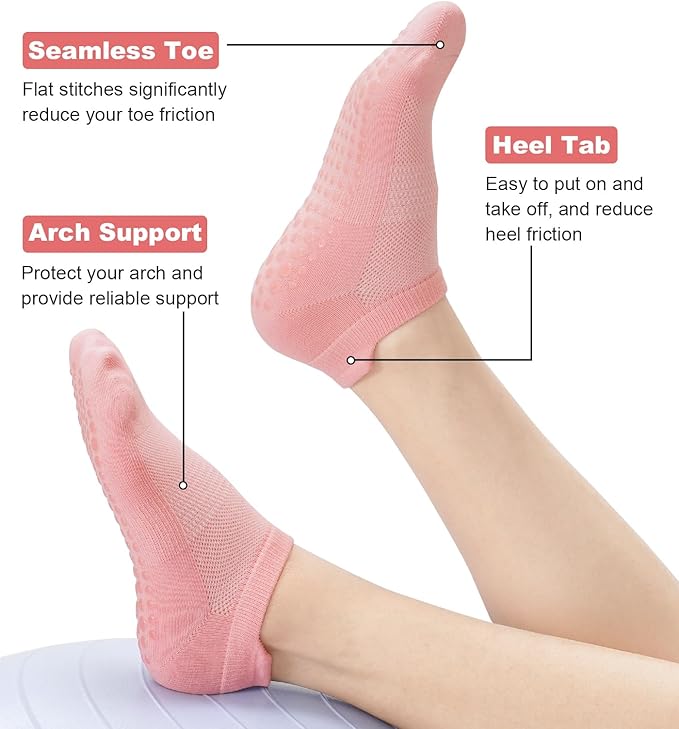 Breslatte Grip Socks Pilates Socks with Grips for Women Non Slip Grippers Womens