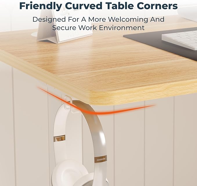 Adjustable Stand Up Desk with Memory Preset, 55 x 24 Inch Standing Desks Electric Desk for Home Office with Splice Board (Maple)