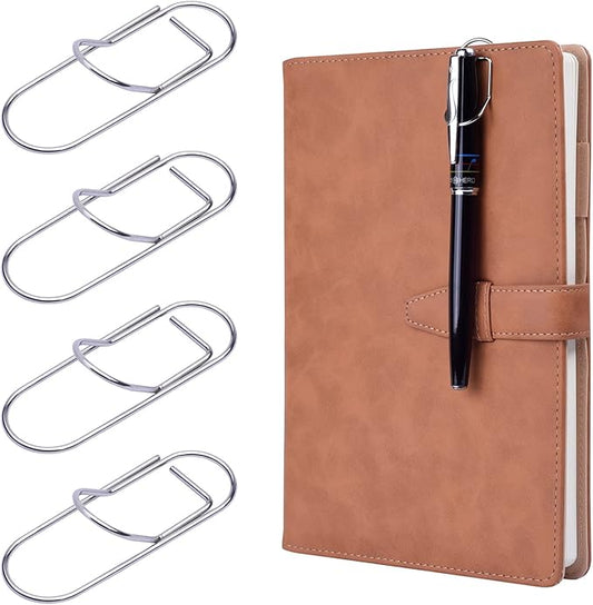 Wisdompro Pen Clip, 12 Pack Stainless Steel Pencil Clip Holder for Notebook, Books, Journal, Clipboard, Paper, etc. - Fits Almost Any Pen Size (Silver)