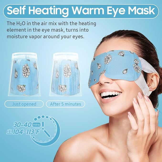 30Packs Steam Eye Mask, Heated Eye Mask Warm Compress for Eyes, Self Heating Disposable Steam Mask for Home Sleep, Spa, Travel Essentials & Relaxation Gifts, Stocking Stuffers (Jasmine)