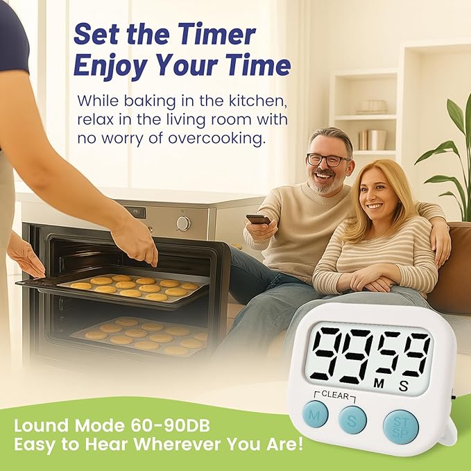 24 Pcs Digital Timer for Kids, Magnetic Countdown Kitchen Timer, Upgrade Loud Alarm Timers for Cooking, Kitchen, Exercise, Work, Study, Classroom, Outdoor Activities, Battery not Including