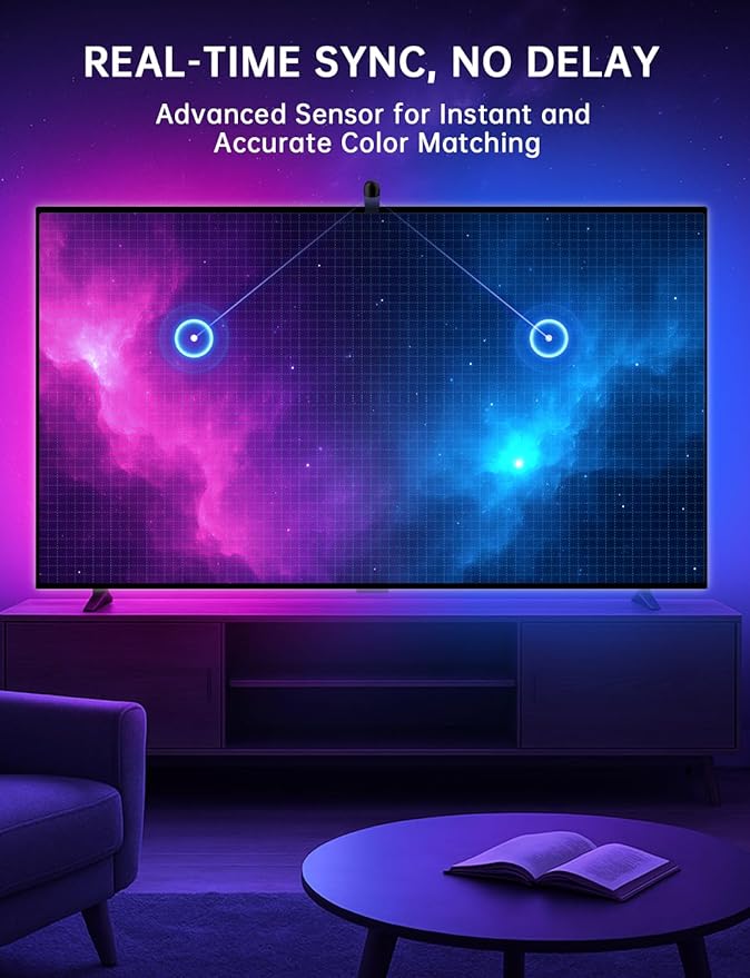 TV Lights That Change with TV, 18ft LED Lights for 75-85 Inch TVs & PC Monitors, Smart App Control TV Backlight Sync to Screen, USB-C Powered RGB LED Strip Lighting