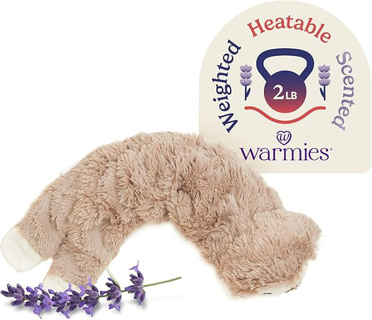 warmies Microwavable Neck & Shoulder Wrap - Heating & Cooling Plush Pad for Calming Relaxation - Weighted & Heated Neck Warmer with Scented Lavender - Microwave Heat Pad for Aches & Pain – Sloth
