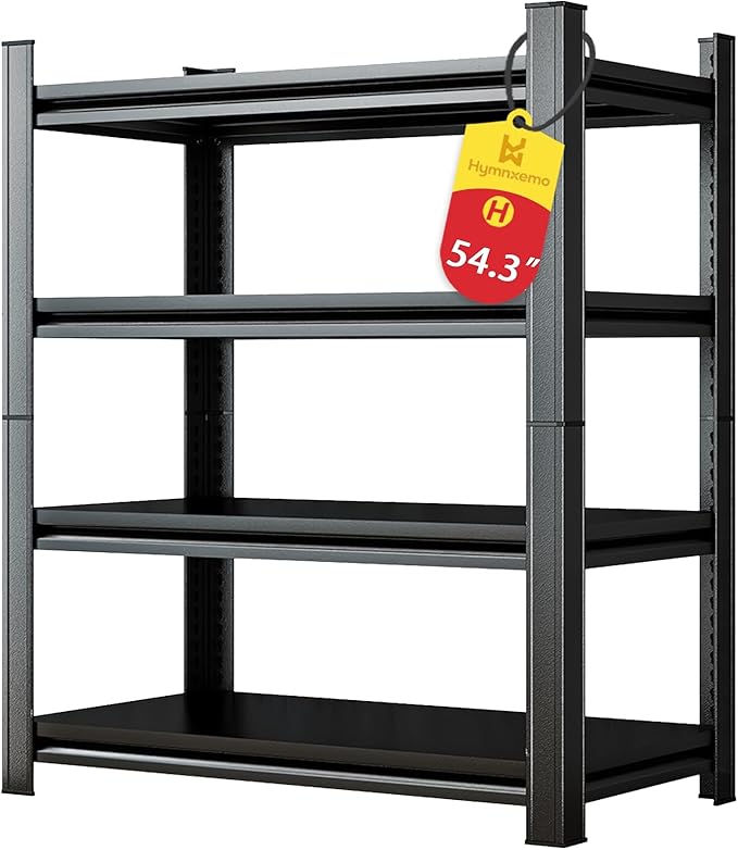 Heavy Duty 4-Tier Steel Shelving Unit, 2000LB Capacity Adjustable Storage Rack for Garage, Warehouse & Basement, Easy Tool-Free Assembly（54''H x 39.4W x 15.7''D）