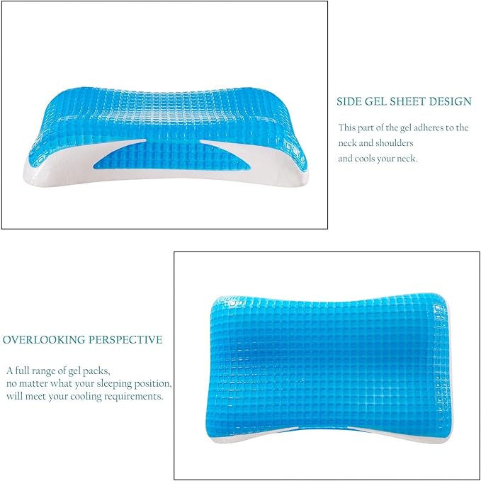 EUCIOR Cooling Gel Pillow,Memory Foam Cooling Gel Pillow,Cooling Orthopedic Memory Foam Pillow for Side Back Stomach Sleeper,A Relaxed Sleeping Experience - Pack of 1(Queen Size)