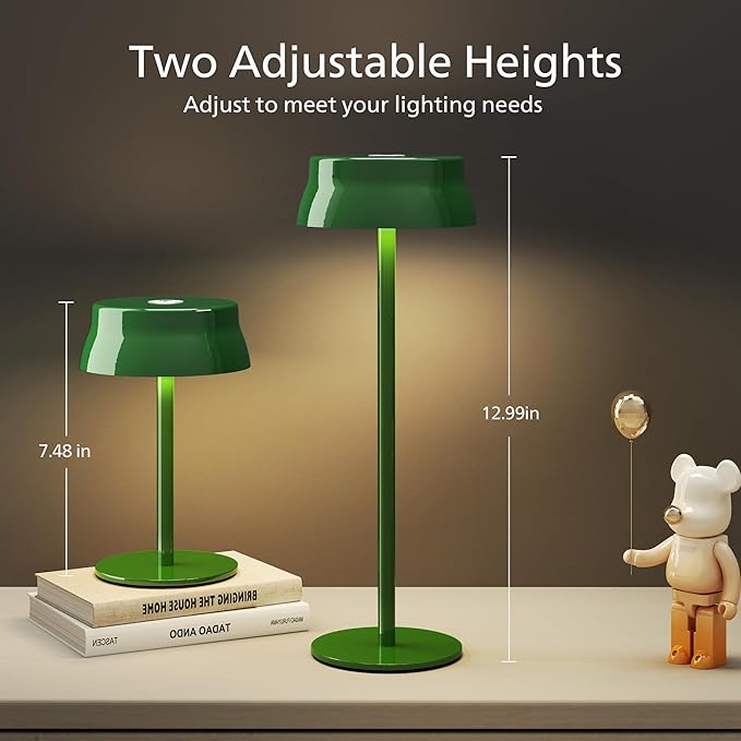 Philips Cordless Table Lamp, Portable Outdoor LED Desk Light,Rechargeable Battery Operated, 2 Adjustable Height, Touch Control & 3 Color Stepless Dimming, Waterproof Lamps for Restaurant/Bedroom