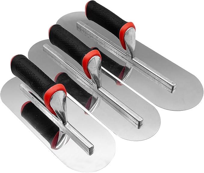 3 Pack Pool Trowels, 0.7mm Thickness Stainless Steel Concrete Tools Set (16”x5" & 14"x4" & 11"x4"), Flat Finishing Cement Drywall Plastering Masonry Construction Hand Kit