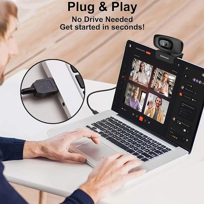 Autofocus 2K Webcam with Privacy Cover & Noise Canceling Microphone, Works with Zoom Teams YouTube Xbox, External Web Computer Camera for Laptop Mac PC Desktop Monitor