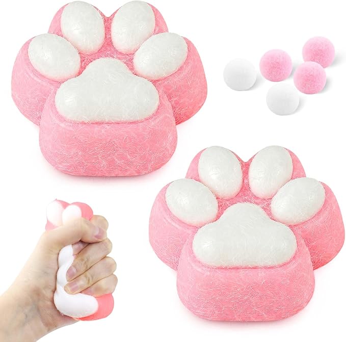 Cat Paw Squishies Fidget Toys, Ultra Soft Hand Made Fidgets Stress Balls for Adults Squeeze Toys for Autism, Goodie Bags Stuffers Birthday