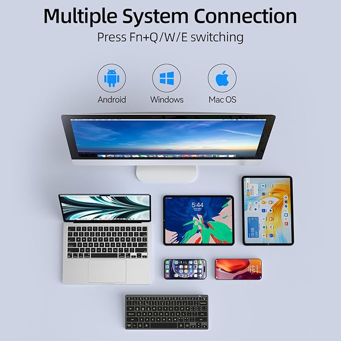 BFRIENDit Wireless Bluetooth Compact Keyboard Ultra - Quiet Chocolate Keys 2.4GHz Connection Slim Wireless Computer Keyboard for Mac, Windows 11/10/8/7/Vista, Microsoft & PC, Smart TV - Black