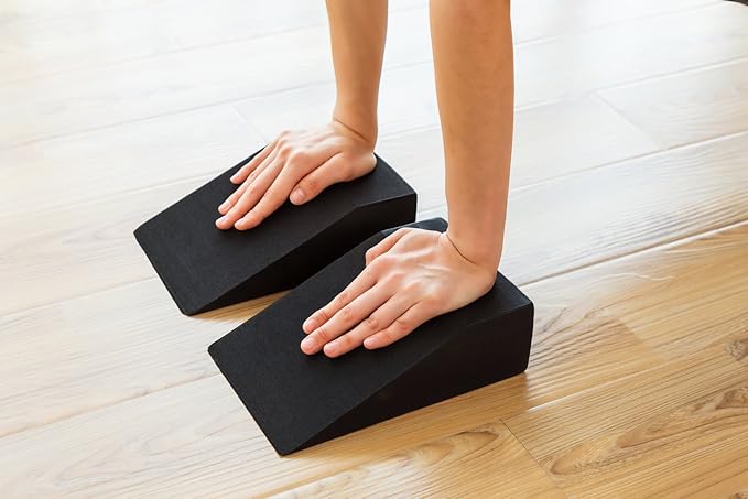 StrongTek Yoga Foam Wedge Blocks (Pair) Soft Wrist Wedge, Supportive Foot Exercise Accessories, Balance, Strength, Stretch, Pilate, Fitness, Squat, Pushup, Plank, EVA Riser Block