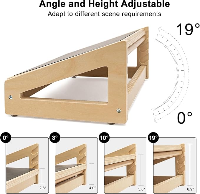 WOOD CITY Foot Rest for Under Desk at Work, 3 Heights Adjustable Footrest with Silicone Surface, 2 in 1 Foot Stool Improve Posture, Reduce Fatigue & Pain, Ideal for Home/Office/Gaming (Natural)