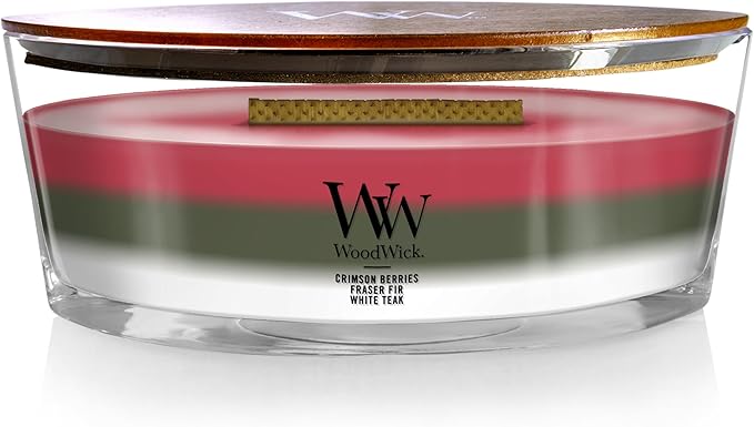WoodWick Winter Garland Scented Trilogy Ellipse Candle, Crackles at it Burns, Up to 50 hrs burn time, 16oz