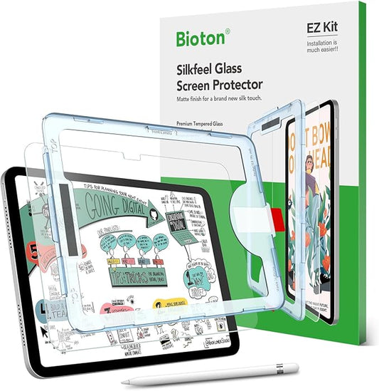 Bioton Nano-Texture Glass Screen Protector Compatible with iPad A16 11th Generation 2025 / iPad 10th Generation 2022, Auto Alignment Kit, Tempered Glass, Touch like Silk, Anti-Glare, Anti-Fingerprint