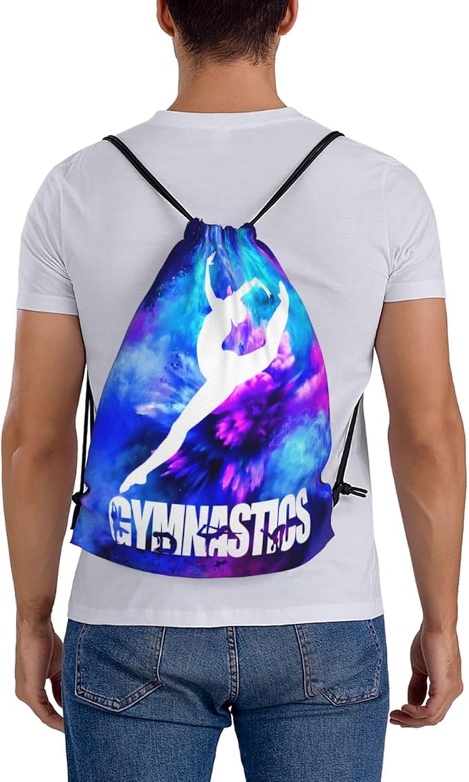 Gymnastics Drawstring Backpack Light Gym String Bag Pink Water Resistant Sackpack Sport Yoga Daypack For Womens Mens