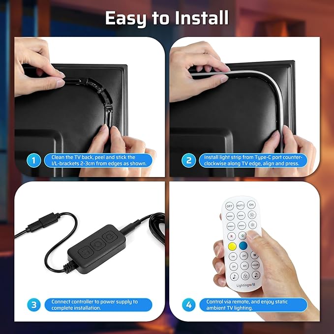 Smart TV LED Backlight, Flowing Color Changing TV Light Strip, 16.4ft TV Lights Behind 55-70in Monitor, Works with Alexa and Google, Music Sync, WiFi and App Control, LED Lights for Gaming Room Decor