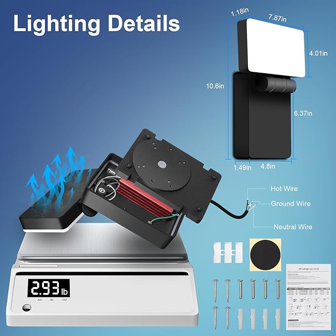 ledmo 60W LED Outdoor Wall Light 350° Horizontal/180° Vertical Modern Commercial Security Lights DIY-Friendly Adjustable Exterior Flood Lighting 5000k 6000lm IP66 for Upper Areas Yard Patio