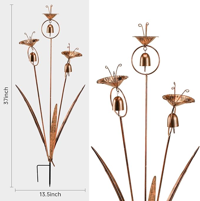 Gardens Metal Calla Lily Flowers with Bells for Outside Yard Art Metal Lilies Bronze