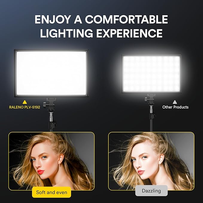 RALENO 19.5W LED Video Soft Light Panel, 650Lux/m Camera Panel Light Built-in 8000mAh Battery, CRI>95 3200-5600K Photography Studio Lights for TikTok YouTube Video Recording Photography Streaming