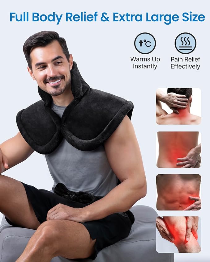 RENPHO Heating Pad for Neck and Shoulders and Back Pain Relief, Birthday Christmas Gifts for Men Mom Dad Wife, FSA Eligible, 24"x37" XL Large Heat Pad for Full Body, ETL Certified, HSA Store, Black