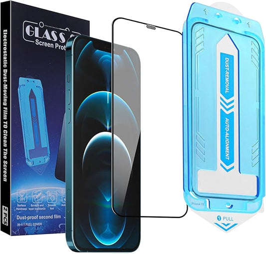 2-Pack Screen Protector for iPhone 12 Pro/iPhone 12, 9H Tempered Glass, High Definition Clear, Full Coverage, Anti-Fingerprint, Auto Dust-Elimination, No Bubble, Easy Installation