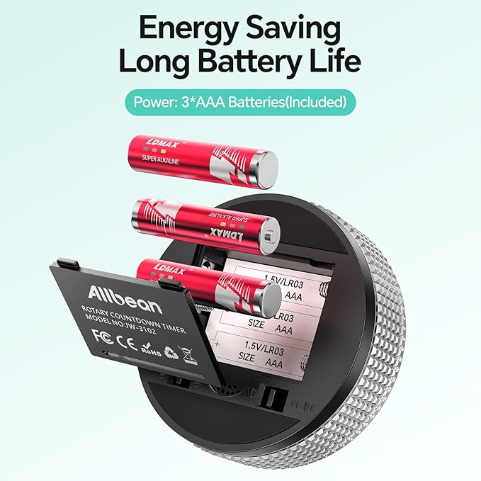 Digital Kitchen Timer with Magnetic, Large LED Display Countdown/Countup Timer, Pomodoro Preset 5/15/25 Mins, Volume & Brightness Adjustable for Cooking Baking Working Studying Silver