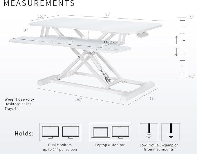 VIVO 36 inch Desk Converter, K Series, Height Adjustable Sit to Stand Riser, Dual Monitor and Laptop Workstation with Wide Keyboard Tray, White Dry Erase, DESK-V036KWE