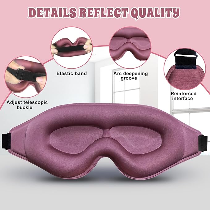 3D Advanced Eye Mask for Sleeping，Ultra Delicate Soft Skin Friendly Eye mask，100% Blackout Sleep Eye Mask for Sleep, Eyelash Extension Sleep mask