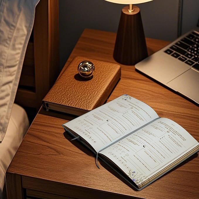 Gratitude Journal with 6 Inspirational Stickers and Pencil, Daily Reflection Journal for More Happiness, Mindfulness & Affirmation, Self Care Journals for Women & Men,Grey