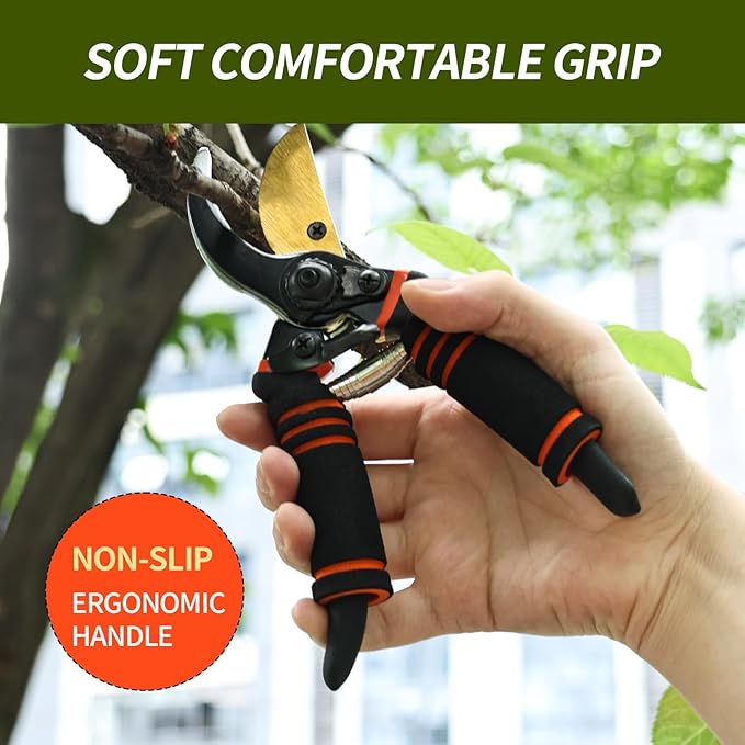 Gardening pruning shears, premium gardening pruning shears as sharp as a razor, heavy-duty gardening scissors — they can perfectly cut through anything in your yard.