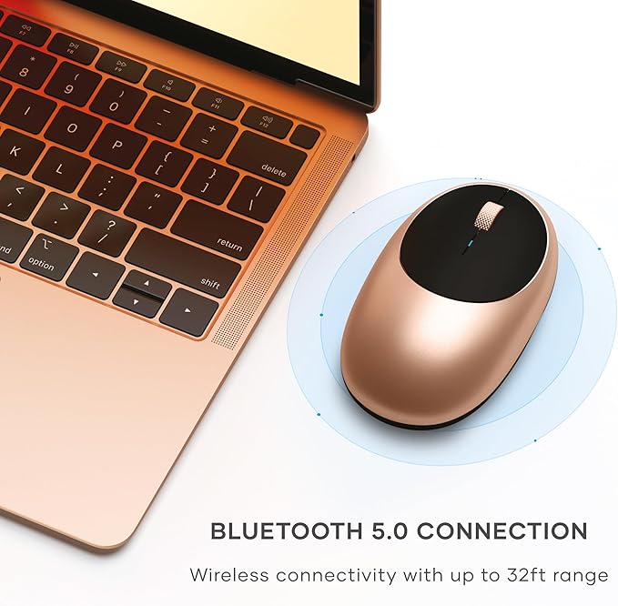 Satechi M1 Wireless Bluetooth Mouse, USB-C Rechargeable, Compact & Portable, for MacBook Air/Pro M4, iPad Air/Pro M4/M3, iPad mini, Mac mini, iMac & Windows - Gold