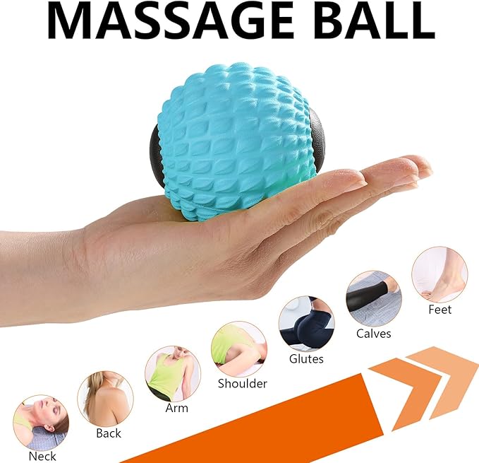 Massage Roller Ball, Deep Tissue Massager for Myofascial Release, Mobility Ball for Exercise and Workout Recovery, Alleviating Neck, Back, Legs, Foot or Muscle Tension - Blue, 8cm / 3.15in