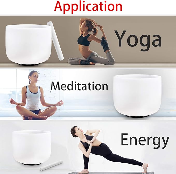 RYAN DVAN 8” A Note Frosted Third Eye Chakra Crystal Singing Bowl with Sound Bowl Case and Suede Striker for Promotes Peace Chakra Healing and Mindfulness