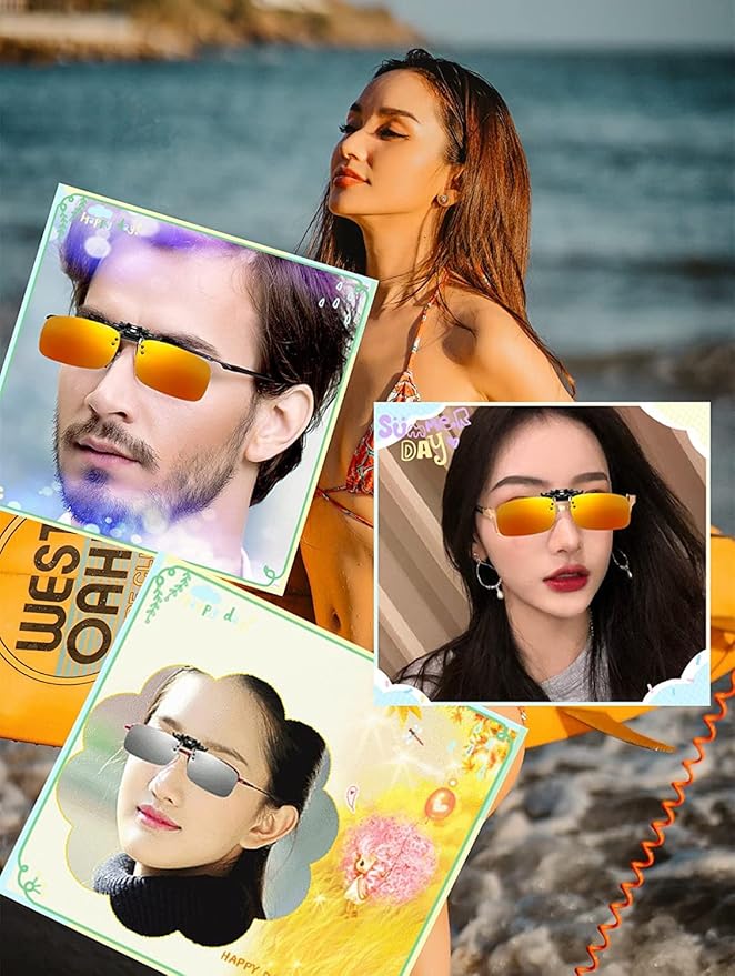 Clip on Flip up Polarized Lens For Prescription Glasses UV Protection Sunglasses (Clear lenses not Polarized)