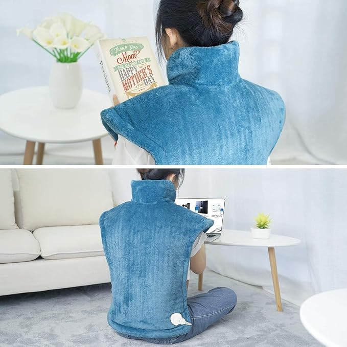 RENPHO Heating Pad for Neck and Shoulders and Back Pain Relief, Christmas Gifts for Women Men Mom, FSA Eligible HSA Store, 24"x33" Weighted Electric Large Heat Pad, Auto Shut Off, ETL Certified, Blue