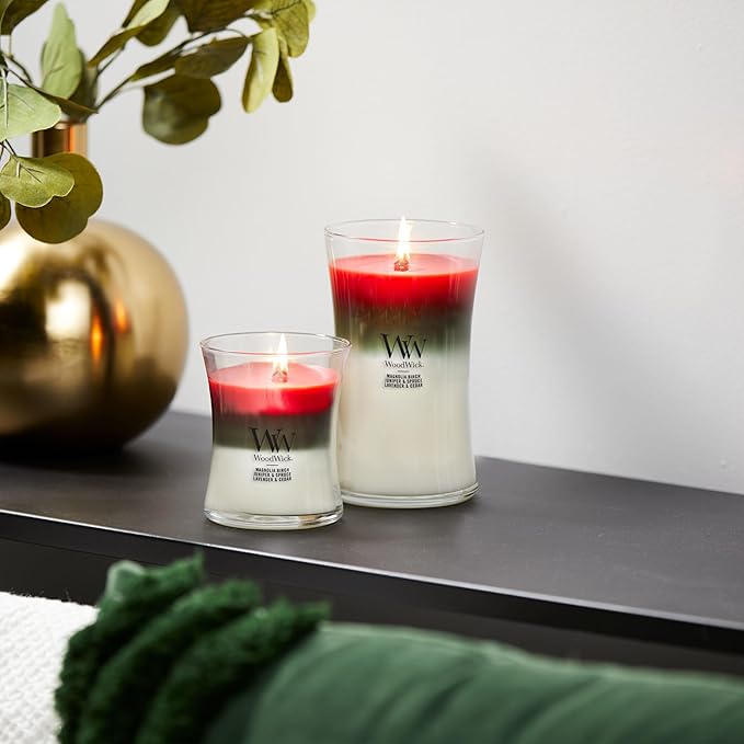 WoodWick Medium Hourglass Candle Winter Garland - Premium Soy Blend Wax Pluswick Innovation Wood Wick Made in USA Holiday Gifts for All
