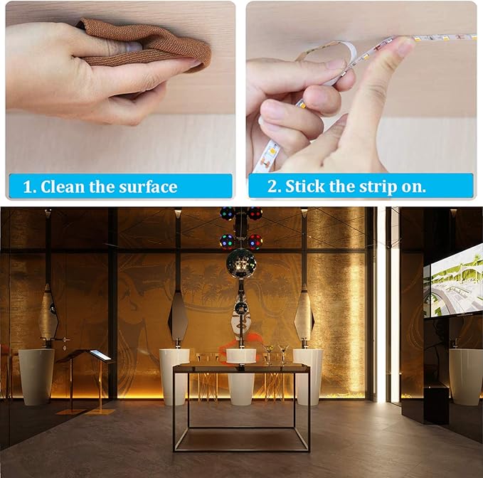 WOBANE Warm White LED Strip, Dimmable LED Light Strips with RF Remote and ETL Listed Adapter, 16.4ft Flexible Tape Lights for Kitchen,Under Cabinet,Bedroom, 3000K,300 LEDs Rope Light