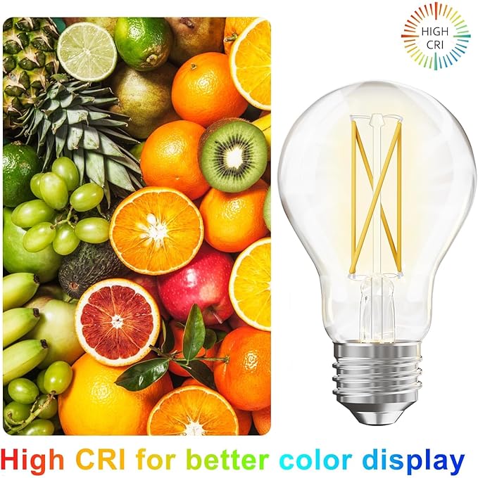 TJOY 6 Pack A19 Vintage LED Edison Bulbs, Dimmable Light Bulb 60W Equivalent, High Brightness 5000K Daylight, Ultra-Bright, 8W E26 Standard Base, 800Lumens, CRI80+, Clear Glass Filament Bulb for Home