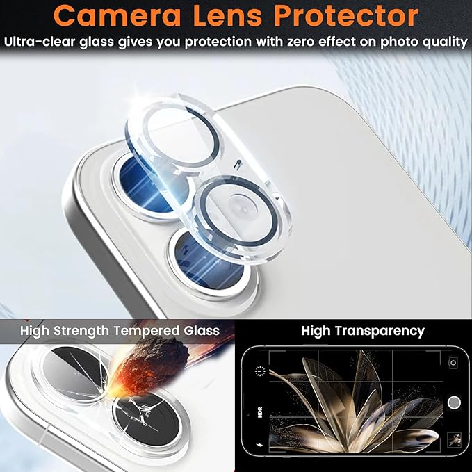 4 Pack Privacy Screen Protector for iPhone 17 6.3-Inch with 4 Pack Camera Lens Protector, Anti Spy Tempered Glass Film 9H Hardness Bubble Free Case Friendly