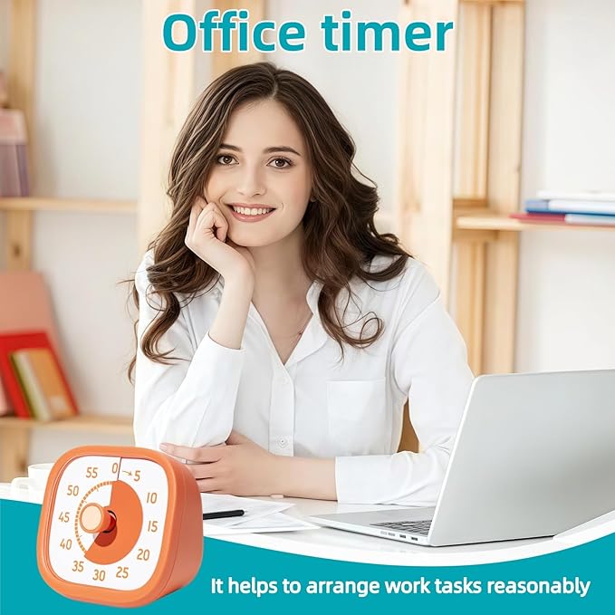 Visual Timer for Kids - 60 Minute Visual Kids Timer for Classroom Home Office, Countdown Timer for Cooking Teaching Working Meeting (Orange)