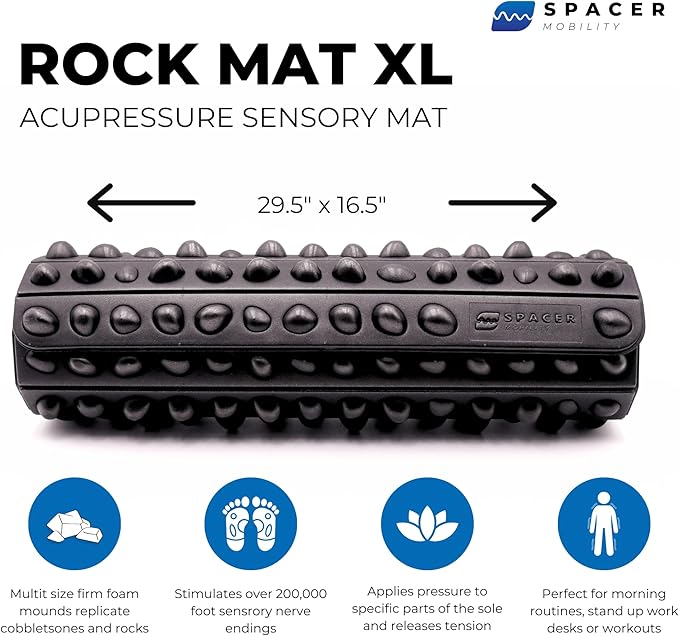 The Rock Mat by Spacer Mobility - Therapeutic Foot Massage Mat Helps Stimulate Nerve Endings, & Relieve Tension | Made with Premium Firm Foam, Releases Tension & Increases Proprioception