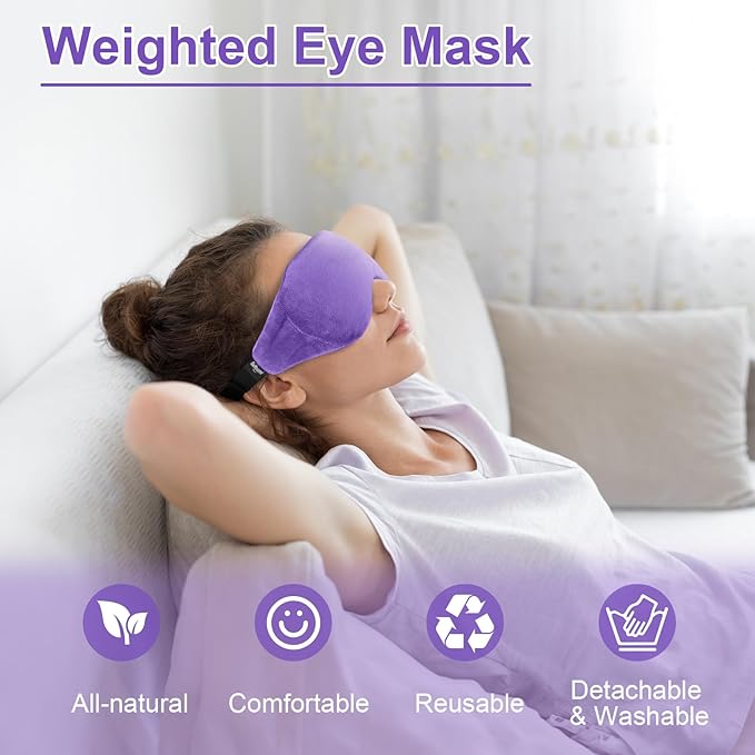 Weighted Eye Mask for Sleeping, Soft Heated Eye Mask, Moist Heat Warm Compress for Eyes, Natural Lavender & Flaxseeds Microwave Reusable Sleep Mask, Must Haves for Women Spa, Home, Office