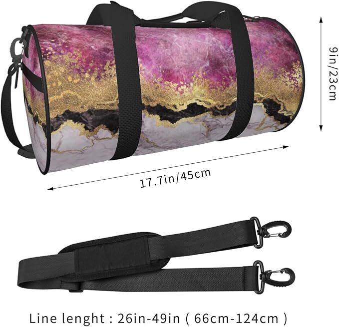 Marble Abstract Purple Pink Gold Modern Foldable Duffle Bag For Women - Workout Bag For Gym Men - Boy Gym Bag - Girls Small Weekender Duffel Bag - Packable Luggage Bag For Travel Sports