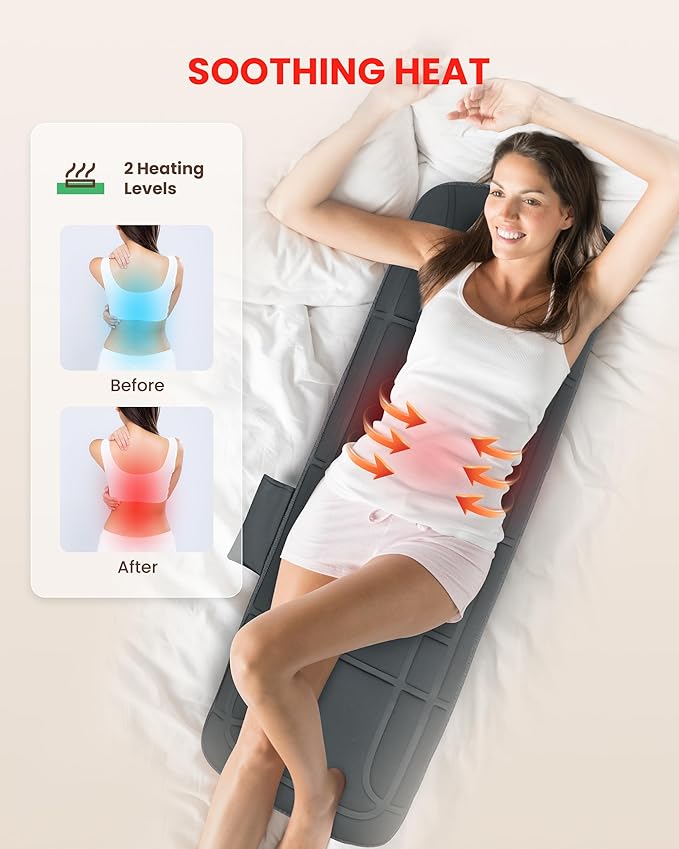 Full Body Massage Mat, Vibration Back Massage Pad for Chair, Bed, Sofa, Back Massager with Heat, Massage Chair Pad, 10 Vibration Motors& 2 Heating Levels, Gifts