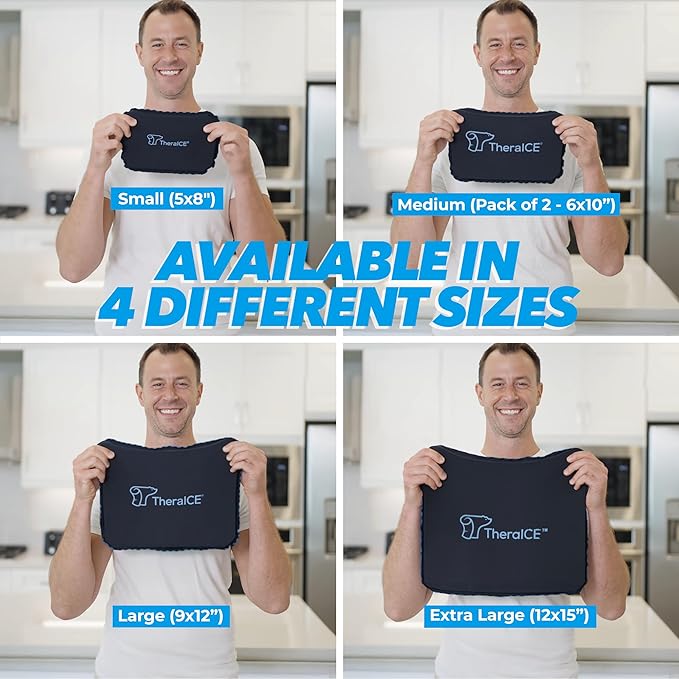 TheraICE PROpack Ice Pack for Injuries, Reusable Soft Multipurpose Cold Gel Ice Pack for Muscular Back Pain, Shoulder, Hip, Knee - Flexible Cold Compress Wrap for Minor Aches & Pains - 5 x 8