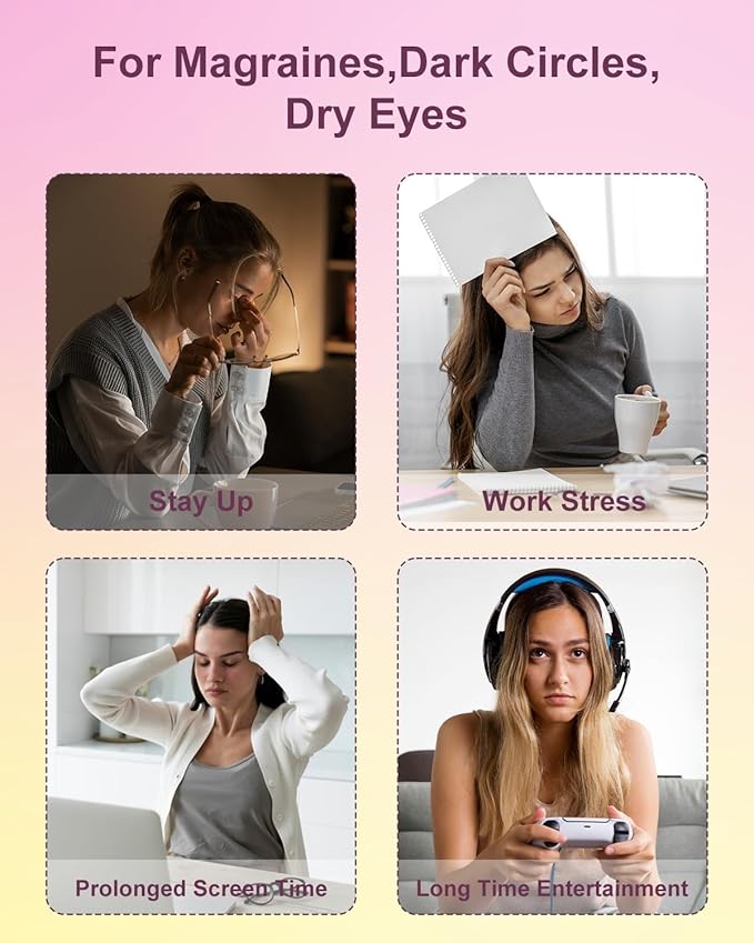 Eye Massager with Heat & Bluetooth Music, Relaxation Gift for Women, Help Alleviate Eye Strain, Promote Better Sleep, Comfortable and Soothing Eye Care Device (Pink)